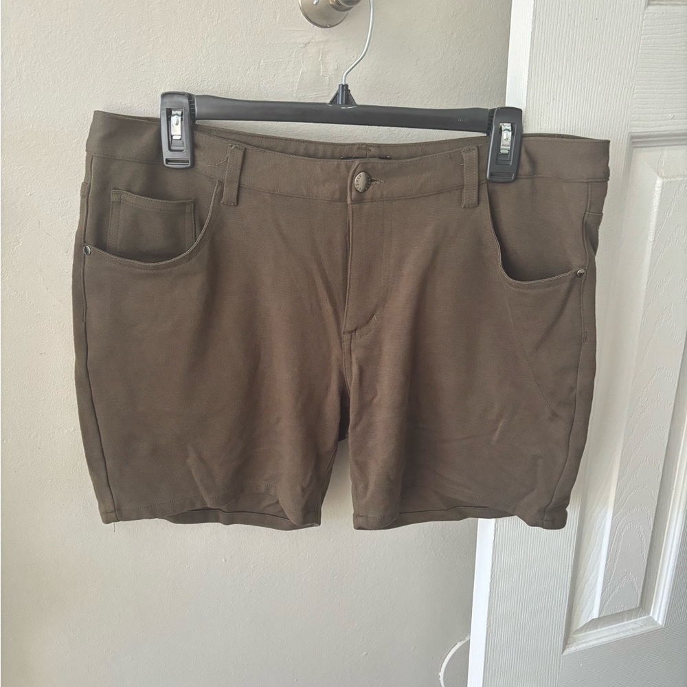 Men's Flat Front Shorts in Olive Green.